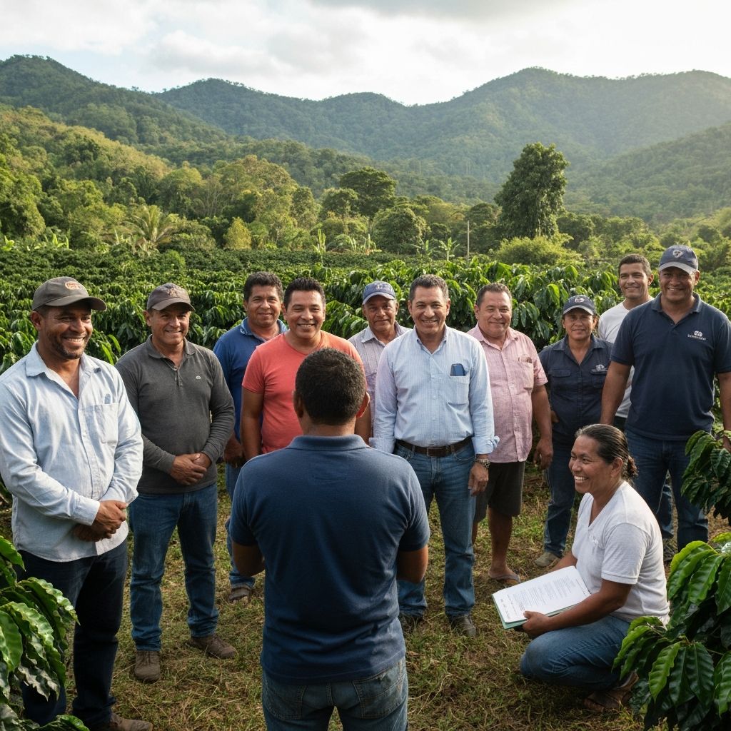 Productores y miembros de la cooperativa COOPCAFIBODESC